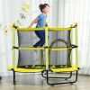 Kids 4.6 Ft Trampoline with Safety Enclosure & Ball Pit, Yellow, Indoor Play Equipment