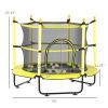 Kids 4.6 Ft Trampoline with Safety Enclosure & Ball Pit, Yellow, Indoor Play Equipment