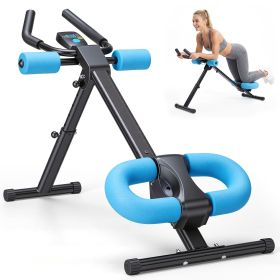 Adjustable Ab Machine for Stomach Workout, Core Workout Equipment for Home Gym, Ab Trainer with 2 Incline & 5 Height Levels, Knee & Elbow Protection (Color: Blue)